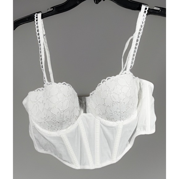 Auden Other - Auden Long Line Bra Small Sexy Lingerie Corset White Eyelet Dainty